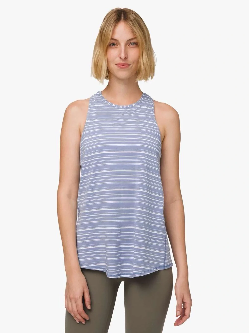 Lululemon All Tied Up Tank Cut Back Stripe Tempest Blue White Size Medium